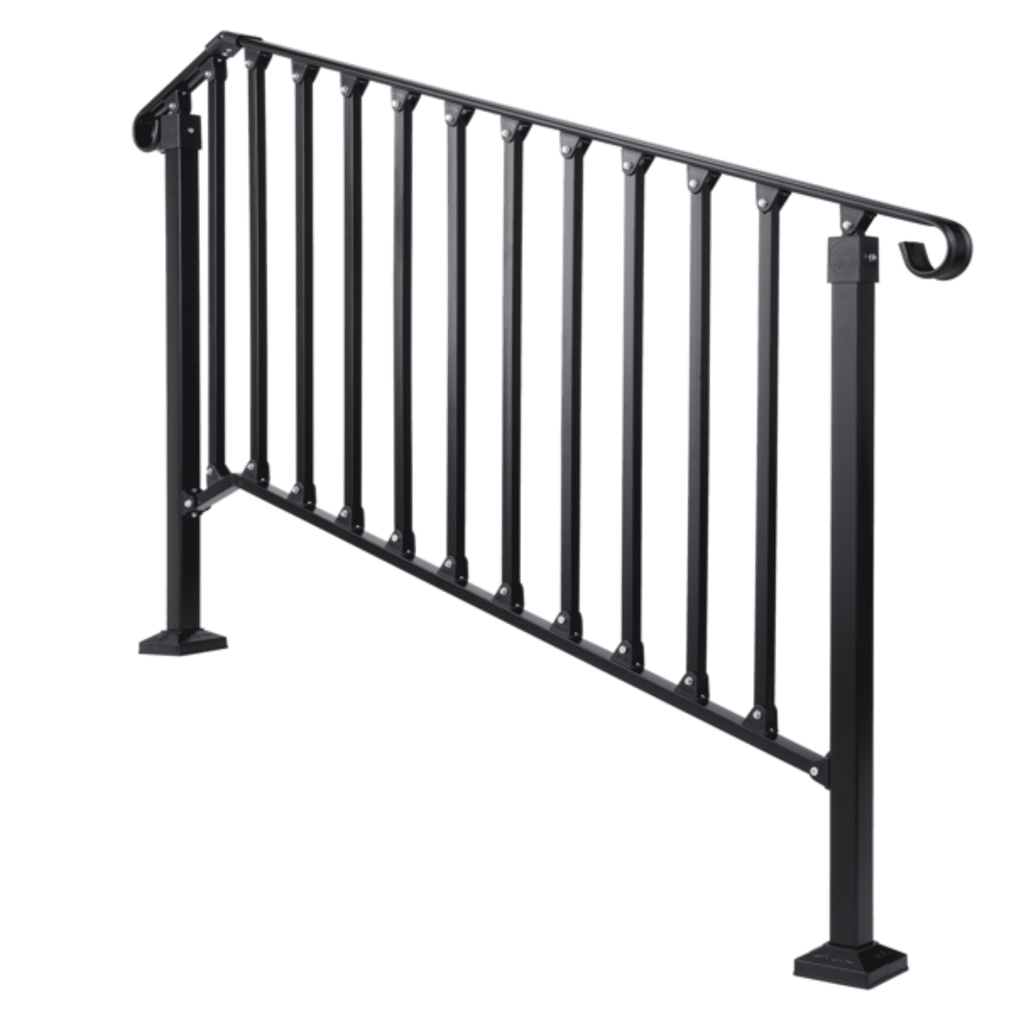 4‑Tier ABS Plastic Handrail for Patio Courtyard Stairs, Matte Black