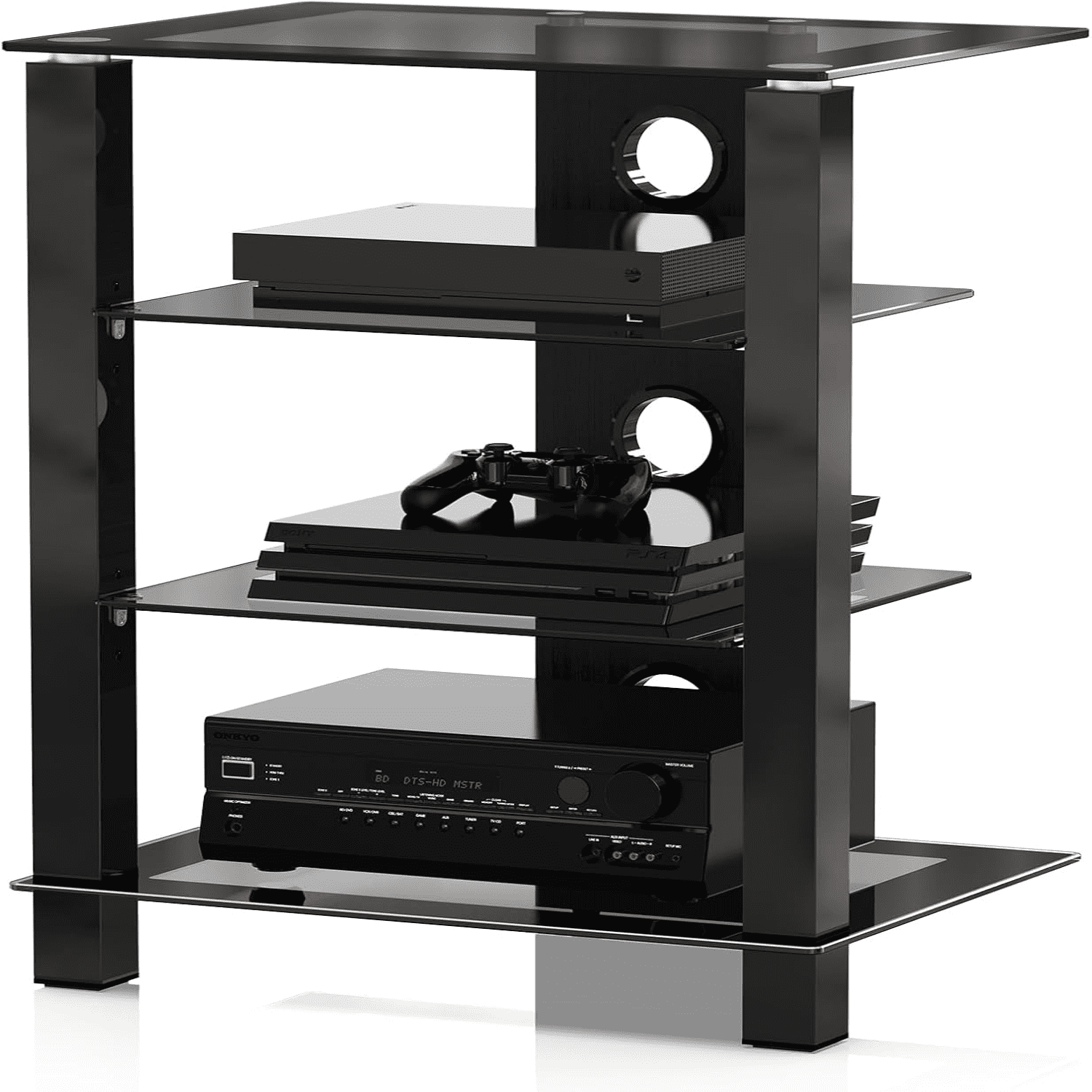 4-Tier AV Media Cabinet Stand Component Cabinet Gaming TV Stand and ...