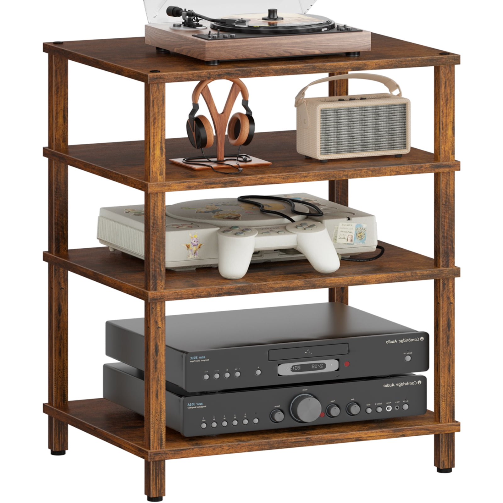 4-Tier AV Media Player Stand, Brown Stereo Cabinet, Modern Stereo ...