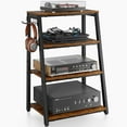 thumbnail image 1 of 4-Tier AV Media Stand with 2 Hooks,Heavy Duty Stereo Cabinet Furniture-Large Stereo Rack and Game Console Stand,Wooden Record Player Stand,Audio Stand Perfect for DVD Players/Game Console/TV Box, 1 of 8
