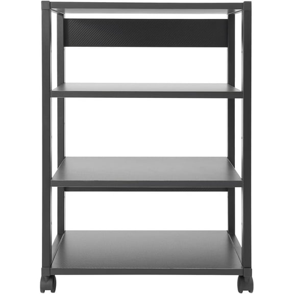 4-Tier AV Media Stand Audio Tower with 4 Lockable Universal Wheels Movable Audio Media Stand with Top Corner Shelf for Record Player, Stereo Components, DVD Players (19.7 * 15.7 * 27.4in)