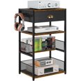 thumbnail image 2 of TAVR Furniture 4-Tier Media TV Stand Tower – Black Aluminum & Glass For Xbox/Gaming Consoles 2 of 6