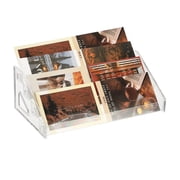 4 Tier Acrylic Card Display Stand, Portable Postcard Rack Holder Organizer Versatile Display for Trading Cards Baseball PSA Stickers Stamp, Clear