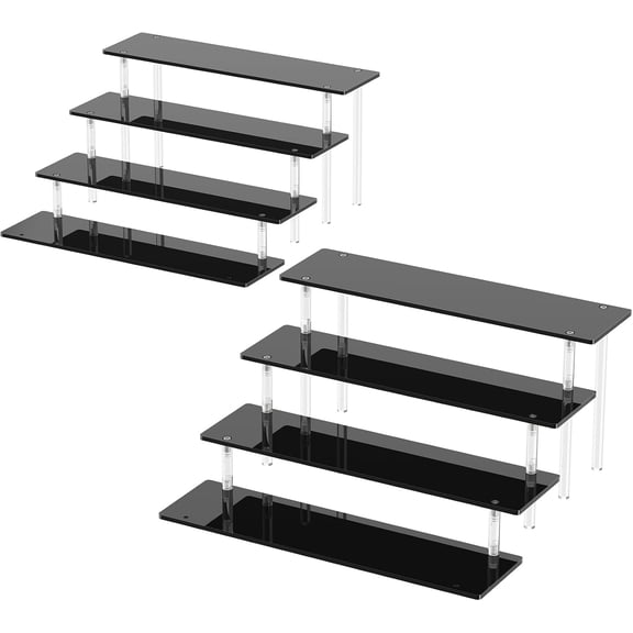 4 Tier Acrylic Display Risers, Black Perfume Organizer Stand, Large Cupcake Stand Holder, Dessert Display for Party, Display Shelf for Figure and Collection