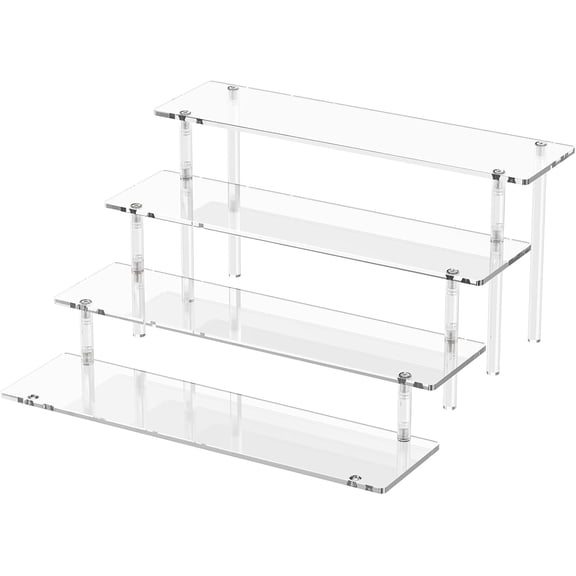 4 Tier Acrylic Display Risers, Clear Perfume Organizer Stand, Large Cupcake Stand Holder, Dessert Display for Party, Display Shelf for Figure and Collection, Riser Stand for Decoration and Organizer