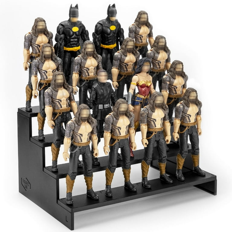 Tier Action Figure Display Stand Shelf with Peg for inch Black