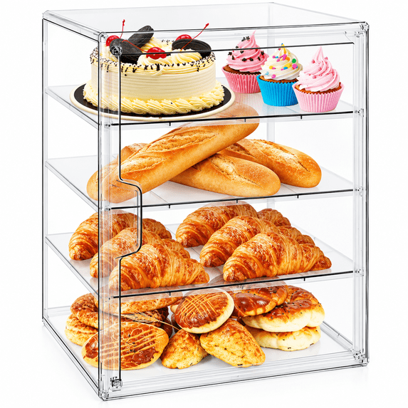 4-Tier Adjustable Bread Box with Magnetic Door, Large Capacity Pastry ...