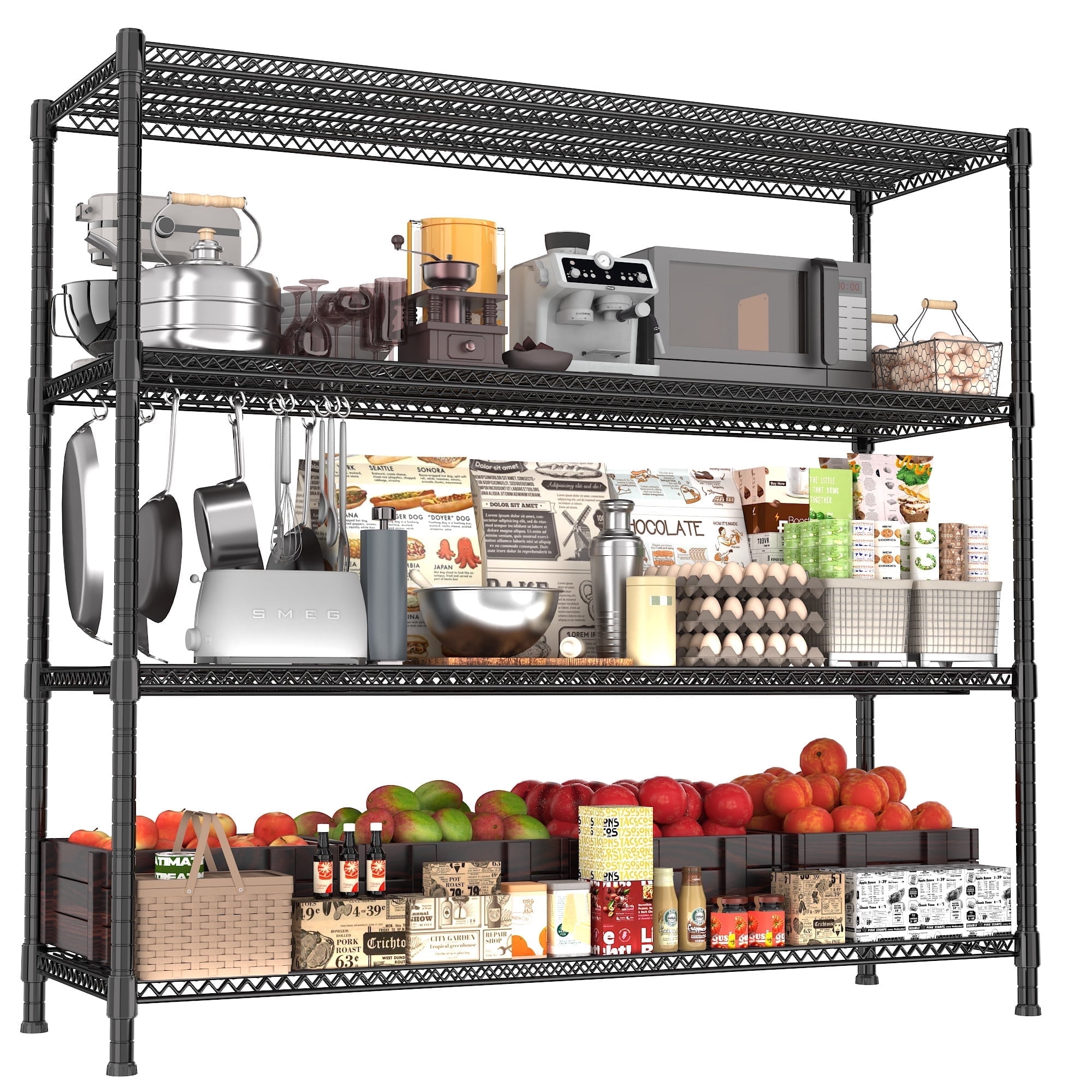 4-Tier Adjustable Heavy Duty Steel Wire Rack 59.6