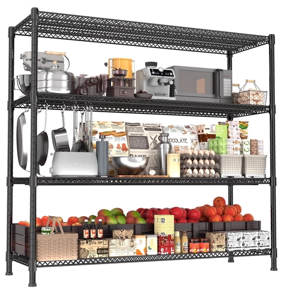 4-Tier Adjustable Heavy Duty Steel Wire Rack 59.6"x24"x72.2"