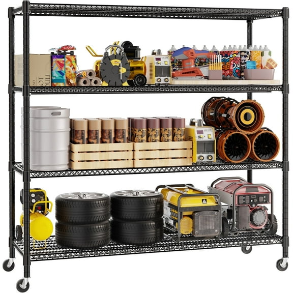 4-Tier Adjustable Heavy Duty Steel Wire Rack 59.6"x24"x76.2"