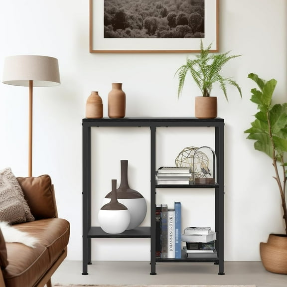 4-Tier Adjustable Kitchen Microwave Stand, Multi-Purpose Metal Storage Cart for Coffee Station and Living Room