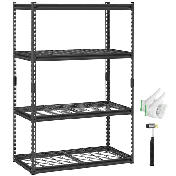 4-Tier Adjustable Metal Garage Utility Shelves, 2400lbs Max Capacity ...