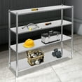 thumbnail image 1 of 4 Tier Adjustable Shelf Storage, Stainless Steel Heavy Duty Shelving Silver 59.1*17.7*61in for Shopping Malls, Supermarkets, Convenience Stores, 1 of 15