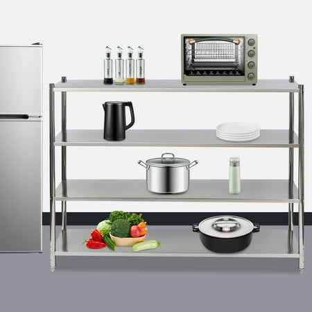 4 Tier Adjustable Shelf Storage Stainless Steel Shelving, Stainless Steel Heavy Duty Shelving
