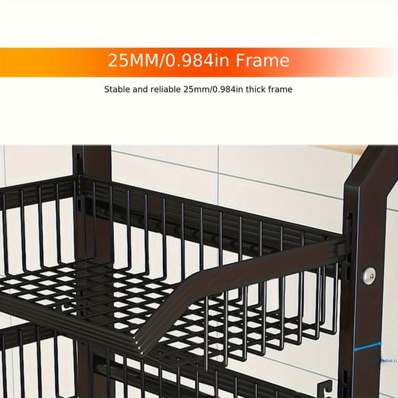 4-Tier Adjustable Wire Snack Cart with Wheels - Rolling Pantry Storage for Fruits, Vegetables - Space-Saving Organizer for Home, Office, Cafe