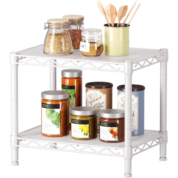 4-Tier Adjustable Wire Storage Shelf, 14" D x 24" W x 48" H Metal Organizer Rack for Kitchen, Bathroom, Laundry, Pantry, Office in Gray