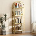 thumbnail image 1 of Memoryfield 4 Tier Arched Bookshelf, Industrial Open Back Bookcase, Modern Freestanding Display Shelving Unit Storage Rack with Metal Frame for Bedroom Living Room, White, 1 of 9