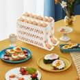 thumbnail image 1 of 4-Tier Automatic Rolling Egg Holder for Fridge - Space-Saving Refrigerator Organizer with Slide Rail & Railing Protection, Holds 30 Eggs, Durable Kitchen Storage Essential, 1 of 3
