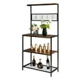 thumbnail image 1 of 4-Tier Bakers Rack Kitchen Shelves, Kitchen Island Utility Storage Shelves, Microwave Carts Shelving Unit with Steel Frame, Vintage Board, Metal Storage Shelves for Kitchen Dining Room Garage, Q13756, 1 of 11