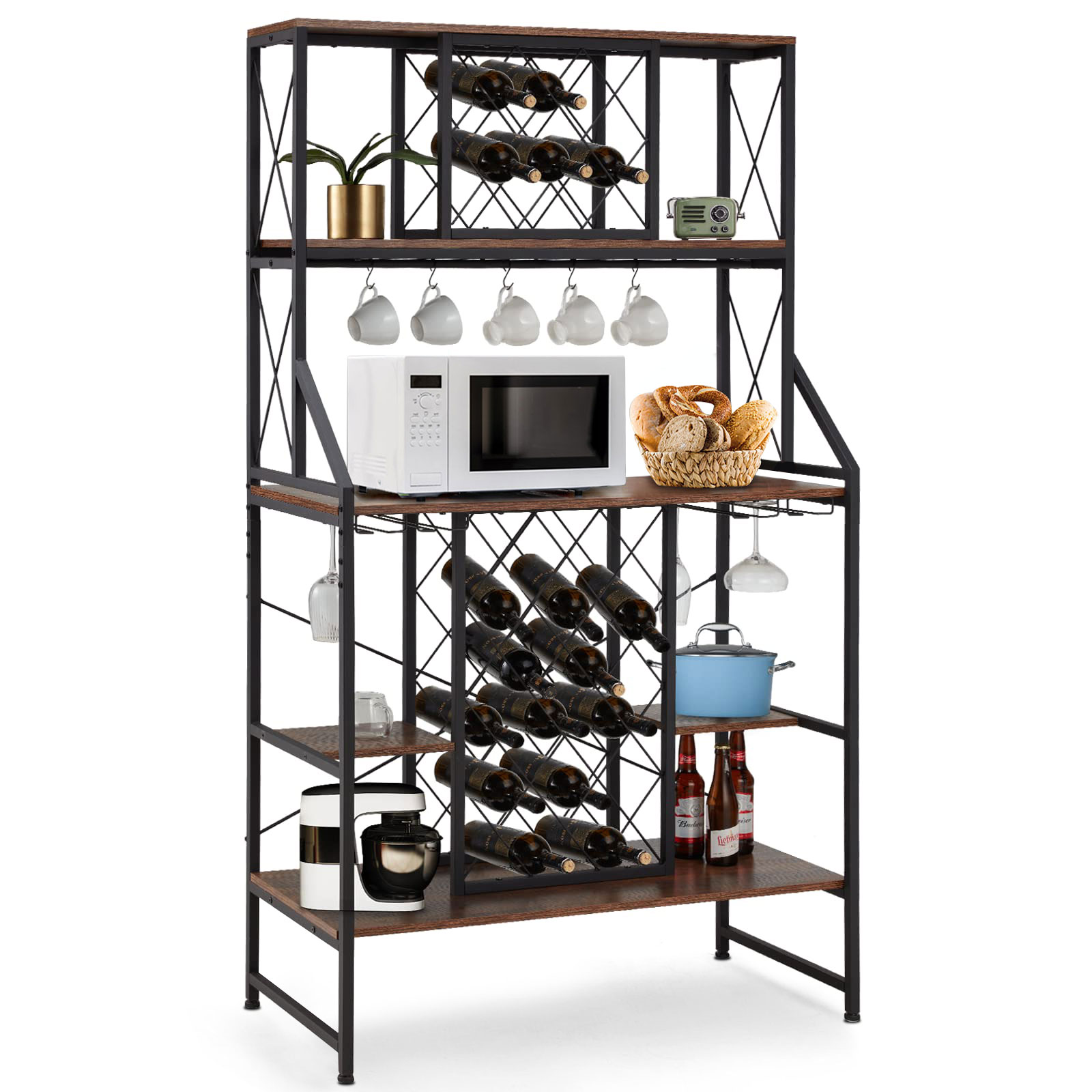 International Caravan Segovia Iron 4-Tier Bakers Rack, Antique Black ...