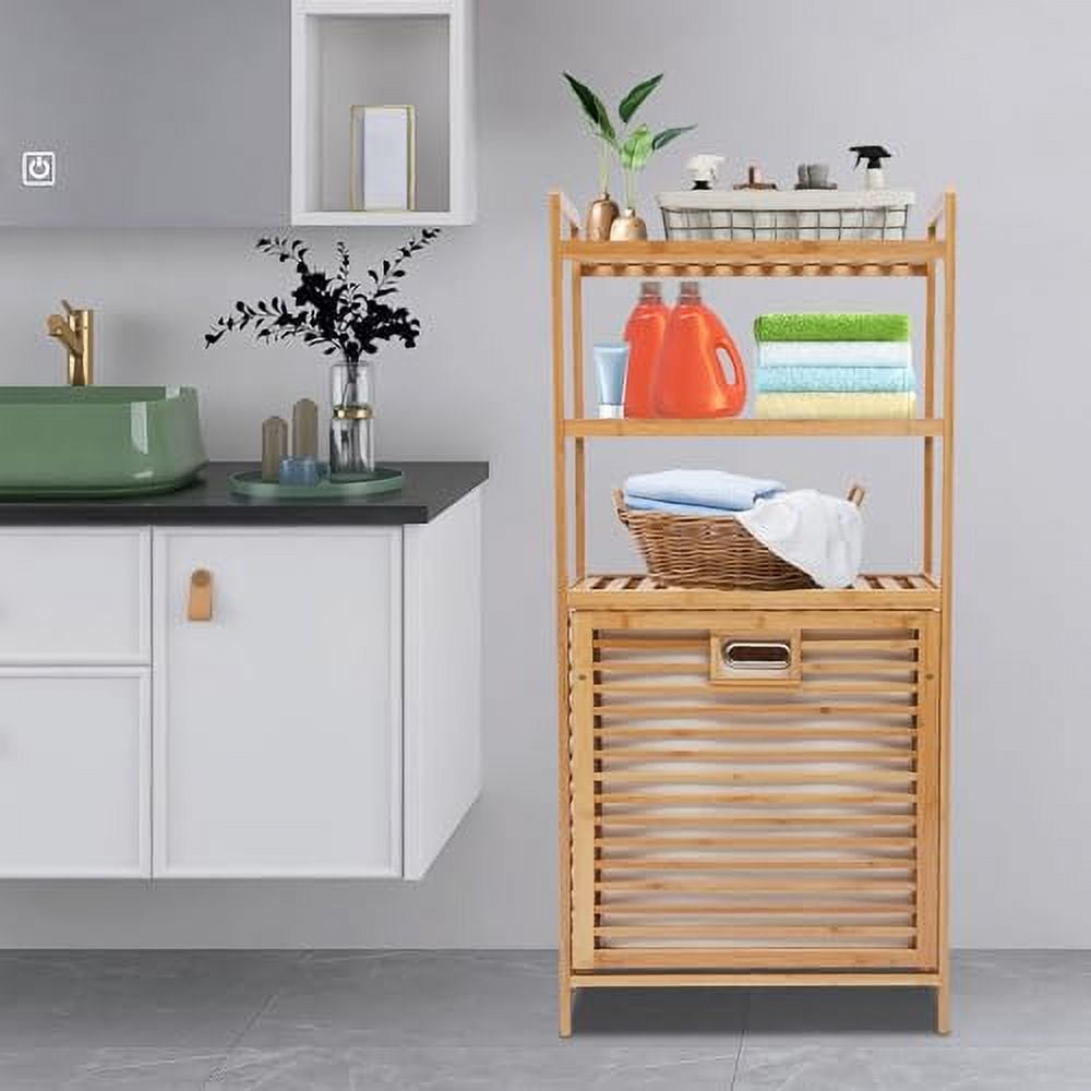 4-Tier Bamboo Laundry Hamper, Freestanding and Tilt-Out Laundry ...