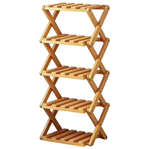 4 Tier Bamboo Shoe Rack,Portable Folding Shoe Storage Rack,Without Installation Small Shoe Rack Perfect for Corridors, Bedrooms and Small Spaces (1/2/3/4/5 Tier)