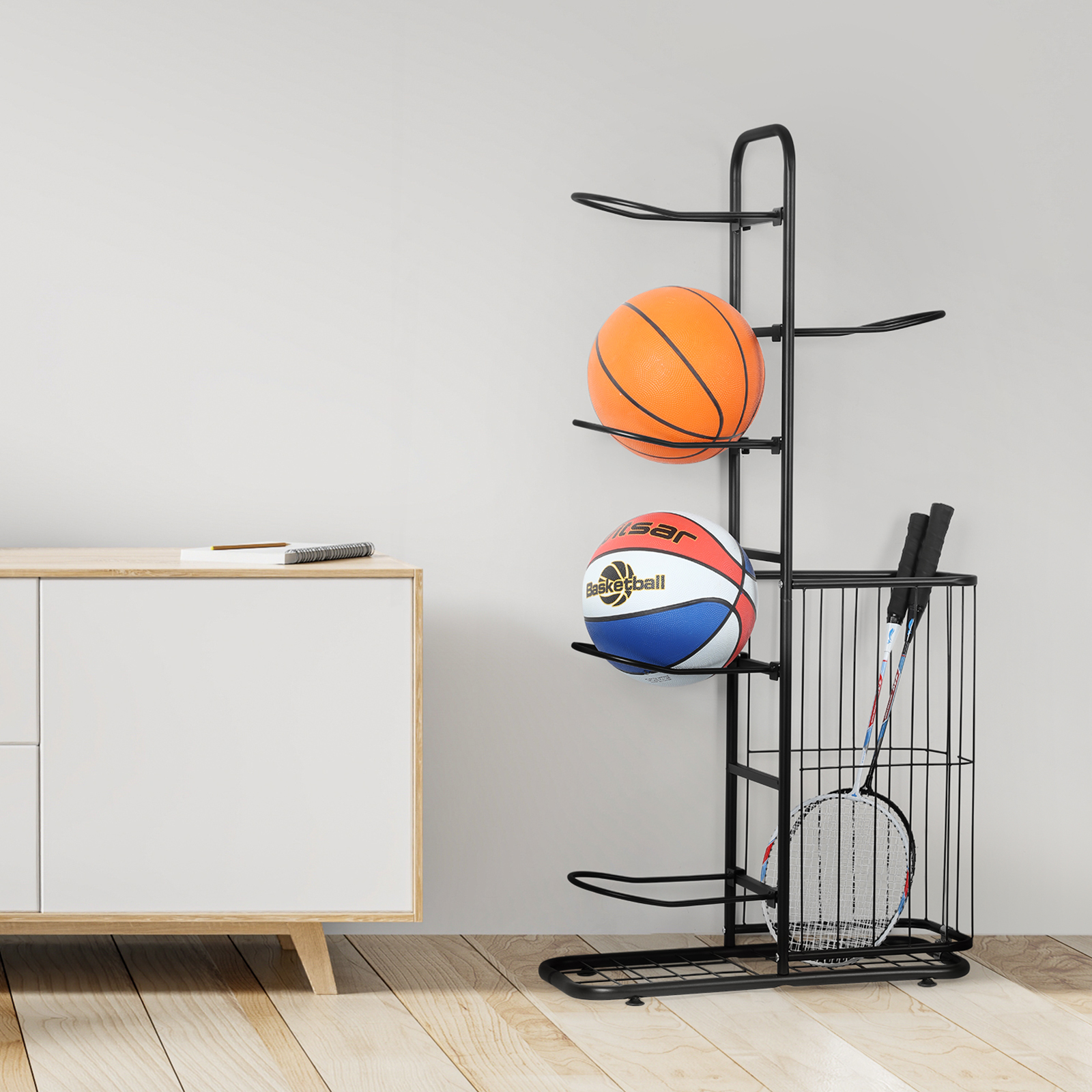 4Tier Basketball Rack Sports Equipment Organiser Ball Rack Ball