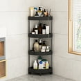 thumbnail image 1 of 4-Tier Bathroom Corner Storage Shelf (Black, No Drilling Required) - Detachable Rolling Wheel Organizer with Drainage Holes Freestanding Corner Rack for Toiletries Towels Bathroom Essentials, 1 of 6