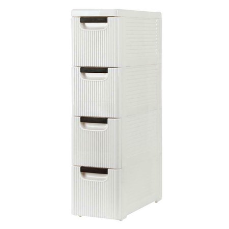 4 Tier Bathroom Rolling Utility Cart Storage Organizer Slide Out Cart, Mobile Shelving Unit Organizer for Office Bathroom Kitchen