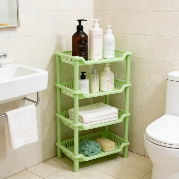 4 Tier Bathroom Storage Rack - Multi Layer Desktop Organizer for ...