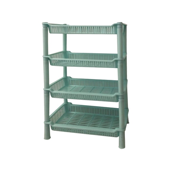 4-Tier Bathroom Storage Shelf - 20" Organizer Rack with Drainage Holes for Shampoo, Kitchen & Living Room (Blue)
