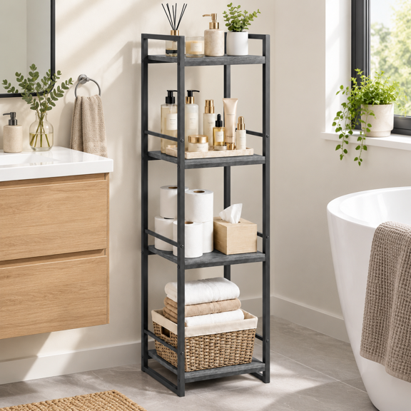 4 Tier Bathroom Storopen Shgrey Metal Corner Rack