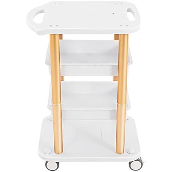 4-Tier Beauty Trolley Cart with Wheels, Rolling Utility Cart with Handrail for Salon Spa Nail Home Office Hospital Dental Clinic Lab Storage & Organizer$$Home Decor, Kitchen, & Other