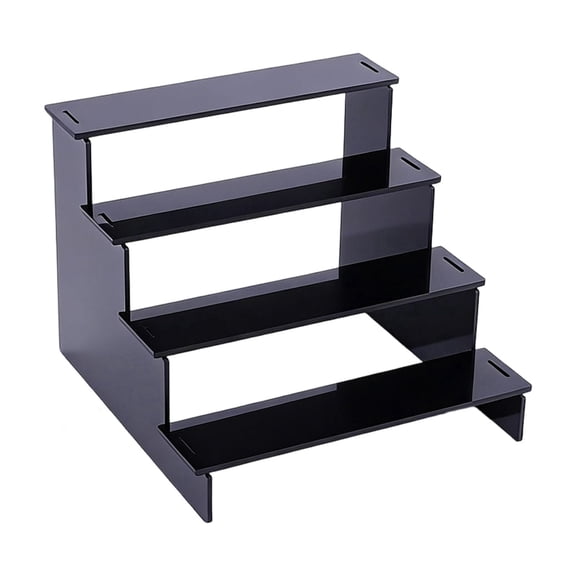 4 Tier Black Acrylic Display Risers, Perfume Organizer Stand, Cupcake Stand Holder, Shelf Risers for Display Stands for Figure, Dessert Shelves for Party, Decoration,7.48*5.91*5.91 inch.