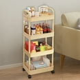thumbnail image 1 of 4-Tier Black Kitchen Cart with armrests and wheels for bathroom pantry storage mobile organizer Yellow, 1 of 6