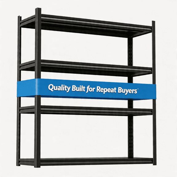 4-Tier Black Steel Office Storage Rack, Heavy Duty Metal Shelving with Adjustable Shelves, Double Layer Column Thickened Panel 2000lb Load, Simple Assembly for Office Study Kitchen Pantry