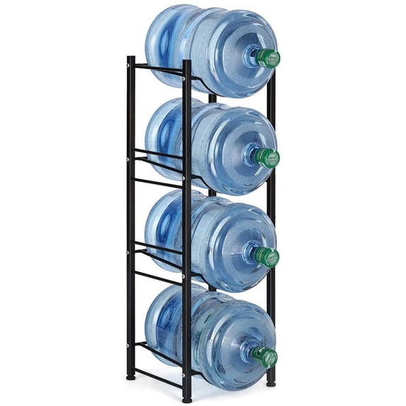 4 Tier Black Water Cooler Jug Rack, 5 Gallon Water Jug Holder Heavy ...