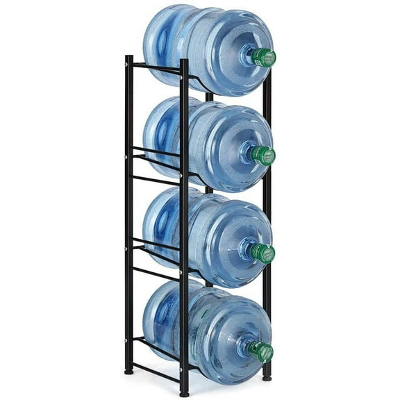 4 Tier Black Water Cooler Jug Rack, 5 Gallon Water Jug Holder Heavy Duty Storage Rack