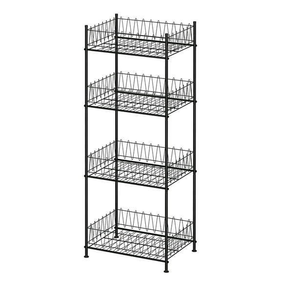 4-Tier Black Wire Water Bottle Organizer Rack Multi-Purpose Storage Shelf for Kitchen, Dining Room & Camping Supplies