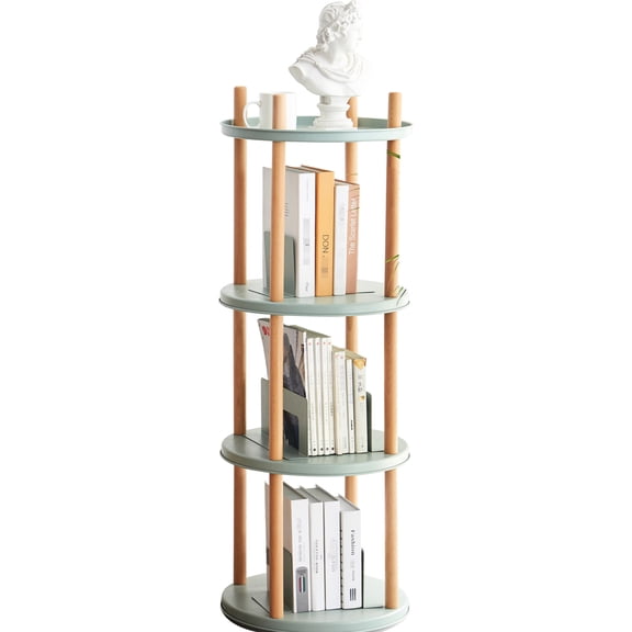 4-Tier Blue Storage Shelf | 360° Rotation for Easy Access | Solid Wood Build | Fixes Storage Disorder