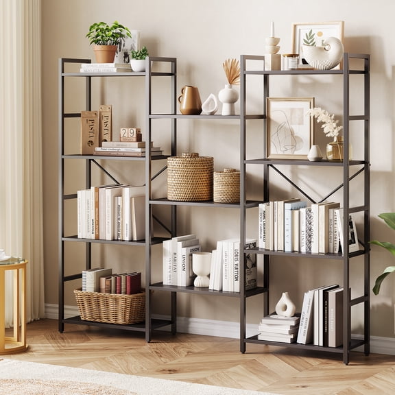 4-Tier Bookshelf,Bookcase W/11 Display Shelves, Industrial Bookshelf with Frame, Modern Wide Large Book Shelf Book Case for Living Room, Home, Offcie