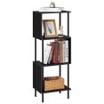 4 Tier Bookshelf for Small Spaces Narrow Black Bookcase Organizer S