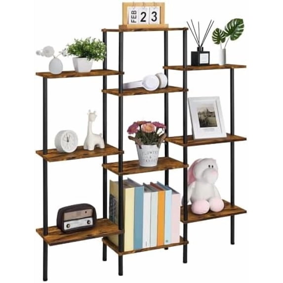 4-Tier Bookshelf,Small Triple Wide Bookcase for Books,CDs,Movies ...