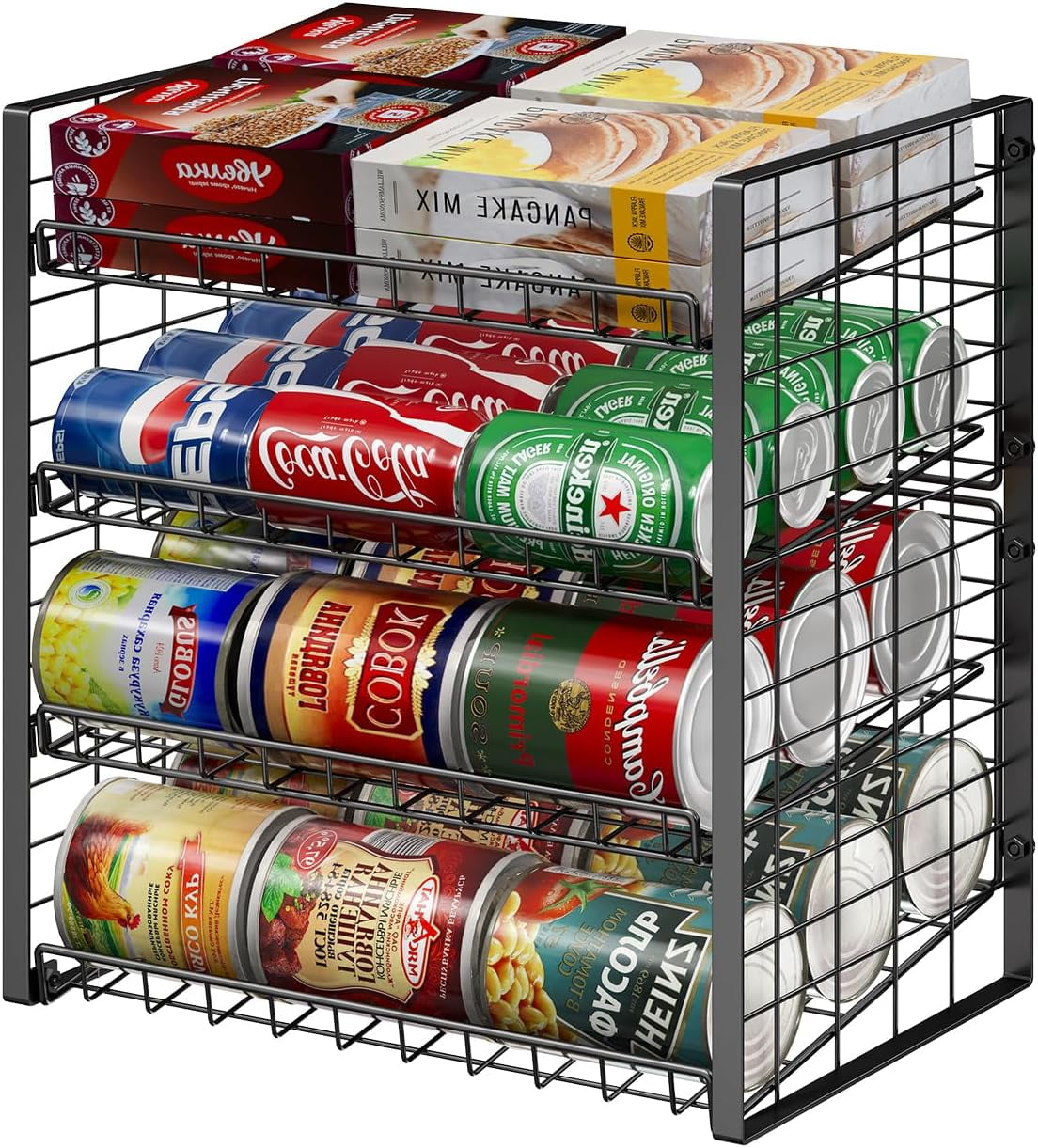 4-Tier Can Rack Organizer for Pantry, Adjustable Can Storage Holder for ...