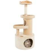 4-Tier Cat Tower - Cat Condo with 3 Napping Perches, Tunnel, and Sisal Rope Scratching Post - Cat Tree for Indoor Cats by PETMAKER (Tan)