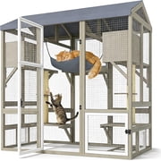 4-Tier Catio Outdoor Cat Enclosure, Large Weatherproof Cat House with Sleeping Condos & Window Access for Multiple Cats