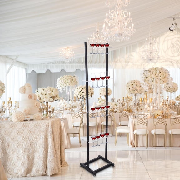 4 Tier Champagne Wall Holder for Party, 16 Glasses Clear Acrylic Champagne Wall Stand Holds, Champagne Wall Flute Stand, Champagne Tower Stand Wine Rack Display Holder for Wedding and Party(Acrylic)