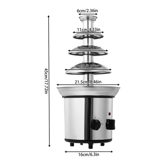 4-Tier Chocolate Fountain Machine Electric Chocolate Melting Fountain Machine for Hotels Weddings