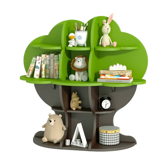 4-Tier Christmas Tree Kids Bookshelf | Wooden Book & Toy Organizer | Nursery, Playroom, Bedroom Storage | Perfect Gift for Toddlers, Boys & Girls | Durable & Stylish Design