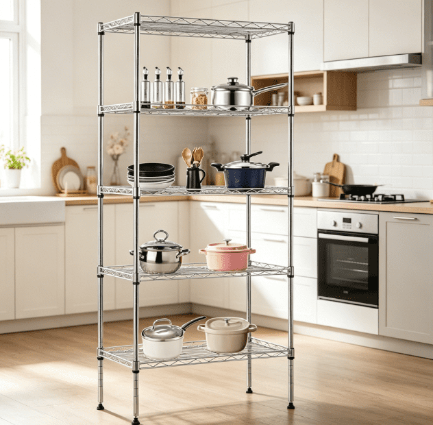4-Tier Chrome Wire Storage Rack, Adjustable 36×14×54 Inch Metal ...